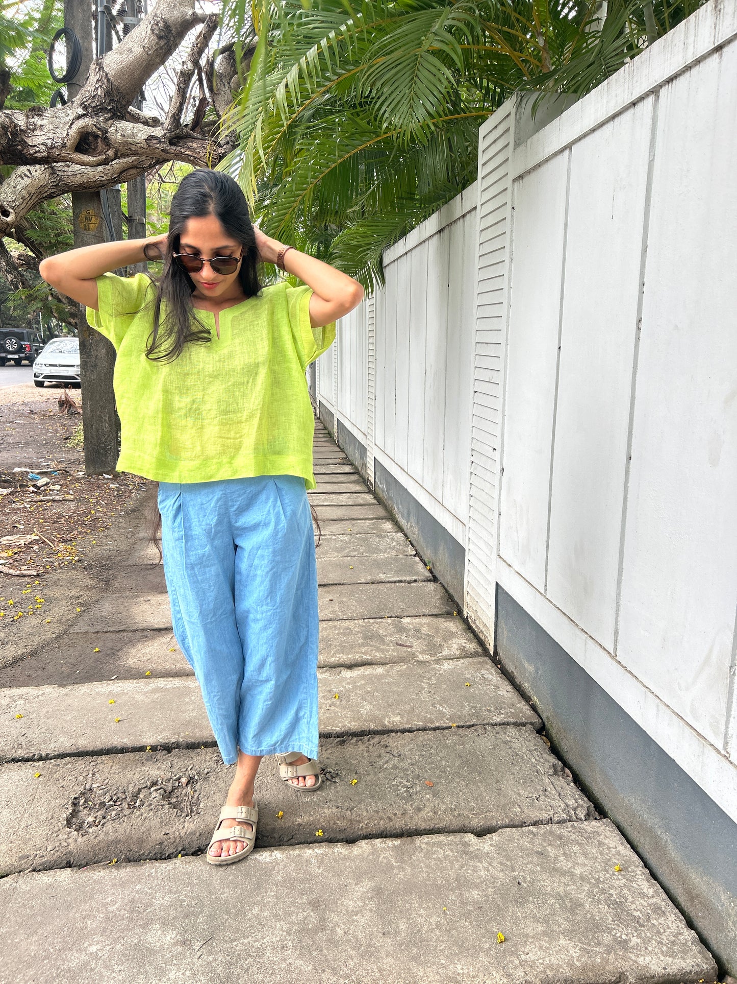 Luxury Caftan Croptop - Mint Green Premium Linen