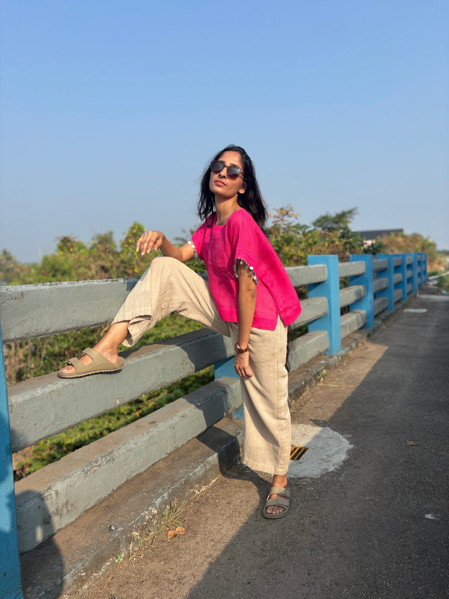 Luxury Coin Detailed Caftan Croptop & Jute Bottom Combo