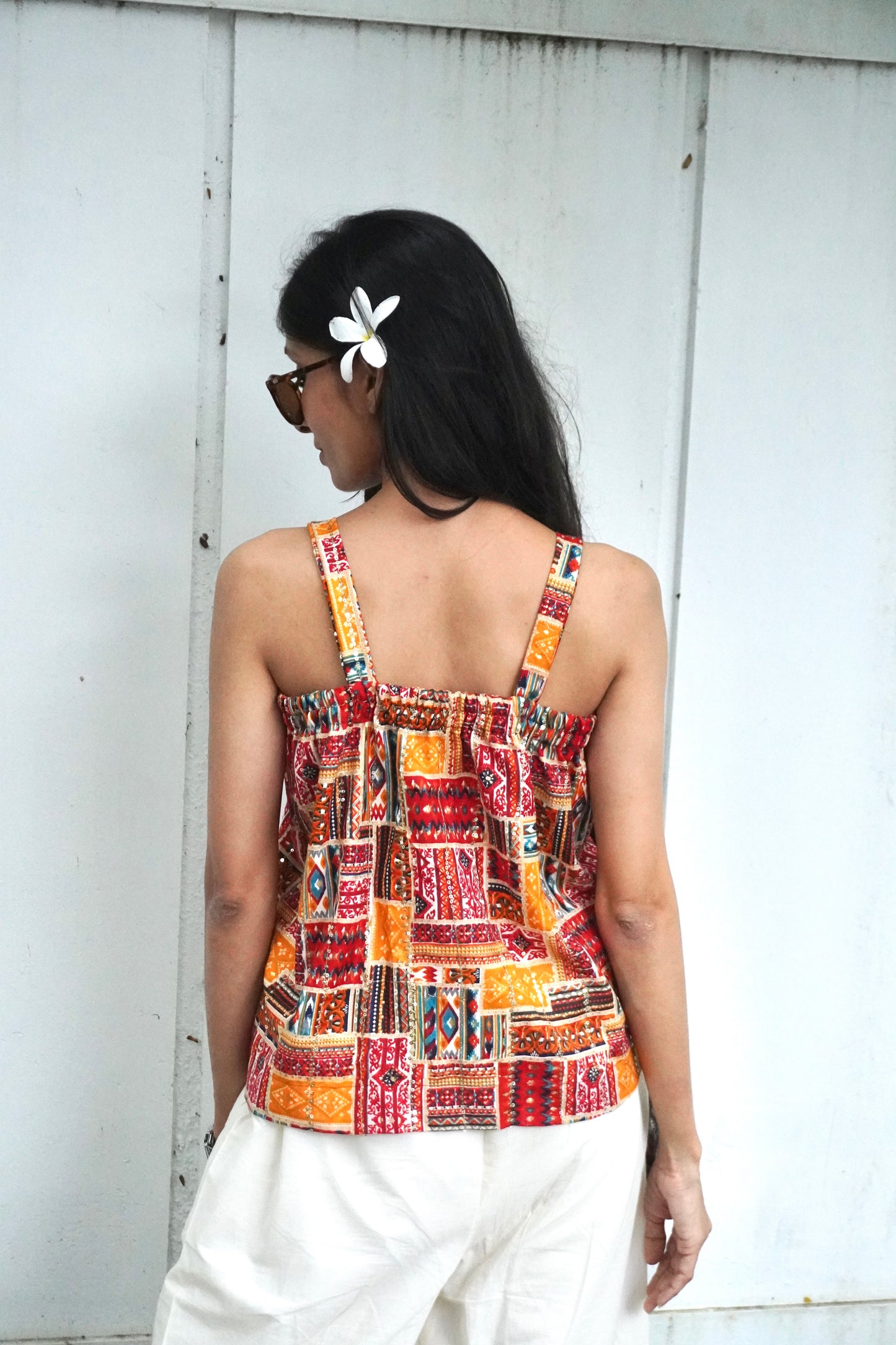 Anokha Strappy Ethnic Crop Top - Multicolour Embroidered Rayon