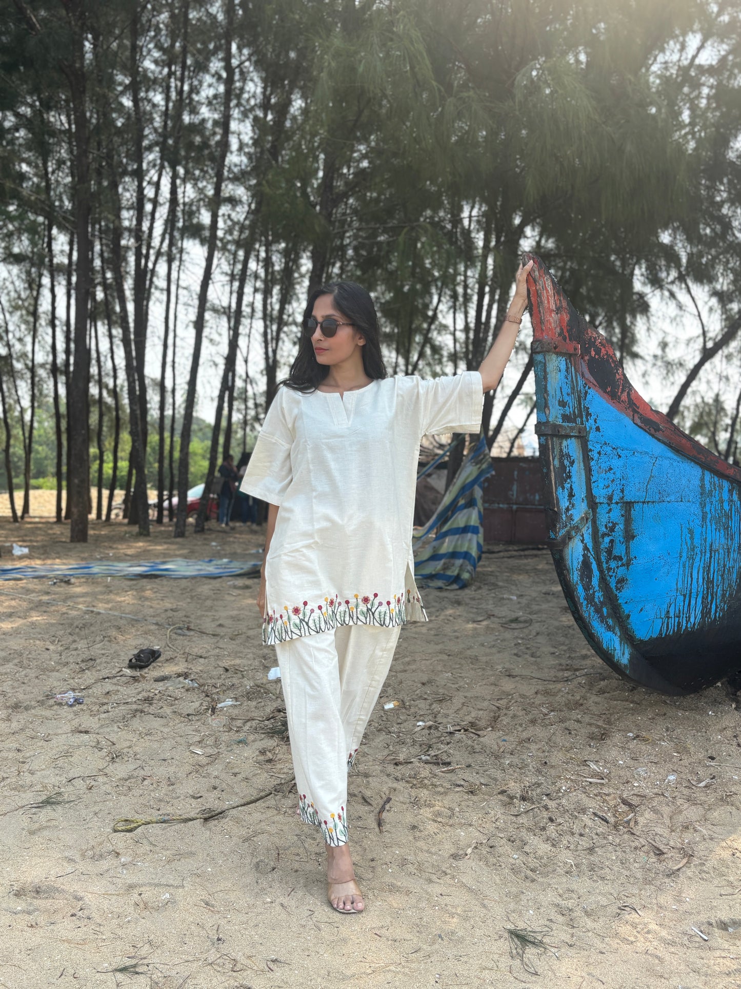 Luxury  Embroidered Khadi Cotton Oversized Coord