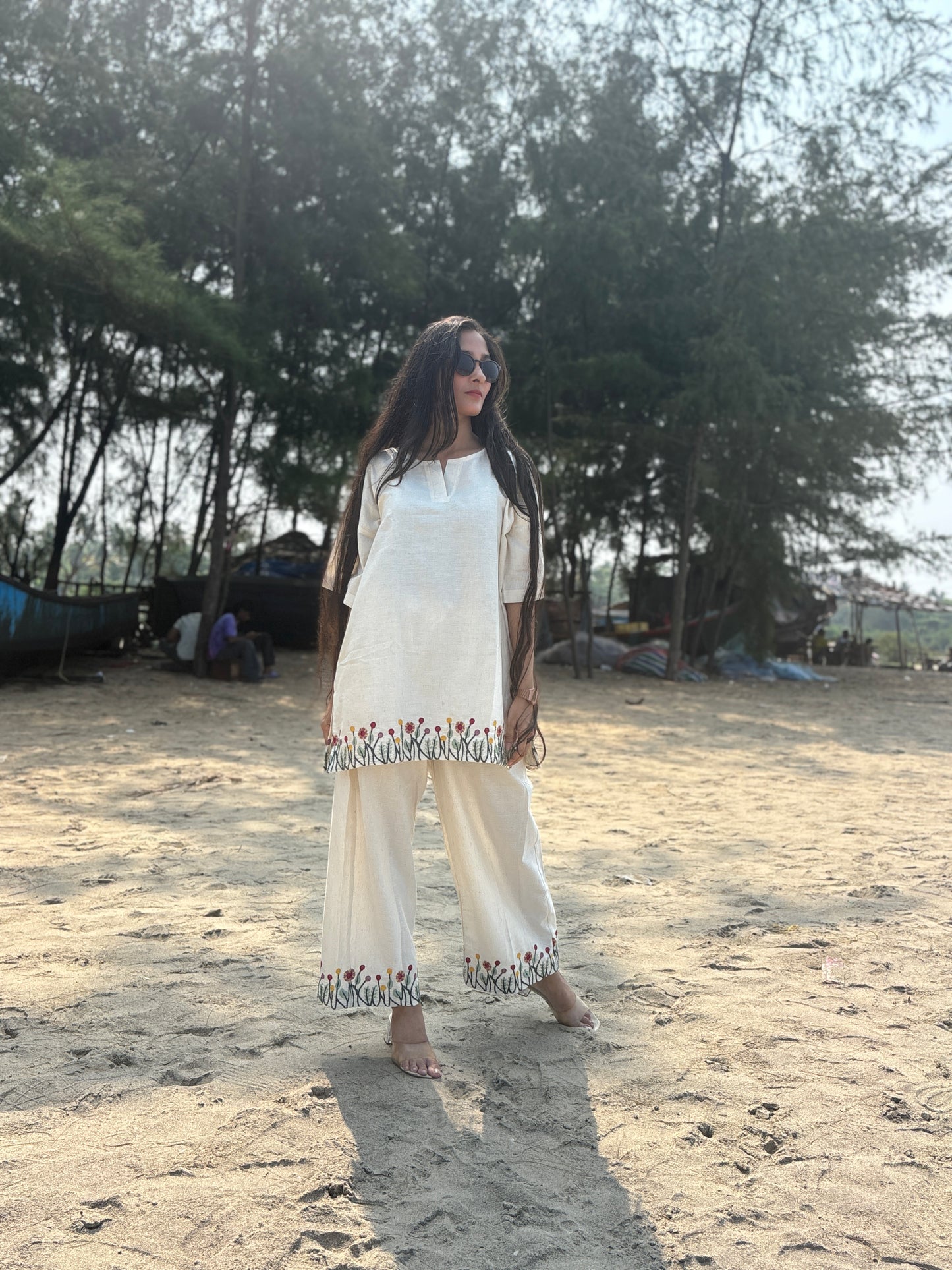 Luxury  Embroidered Khadi Cotton Oversized Coord