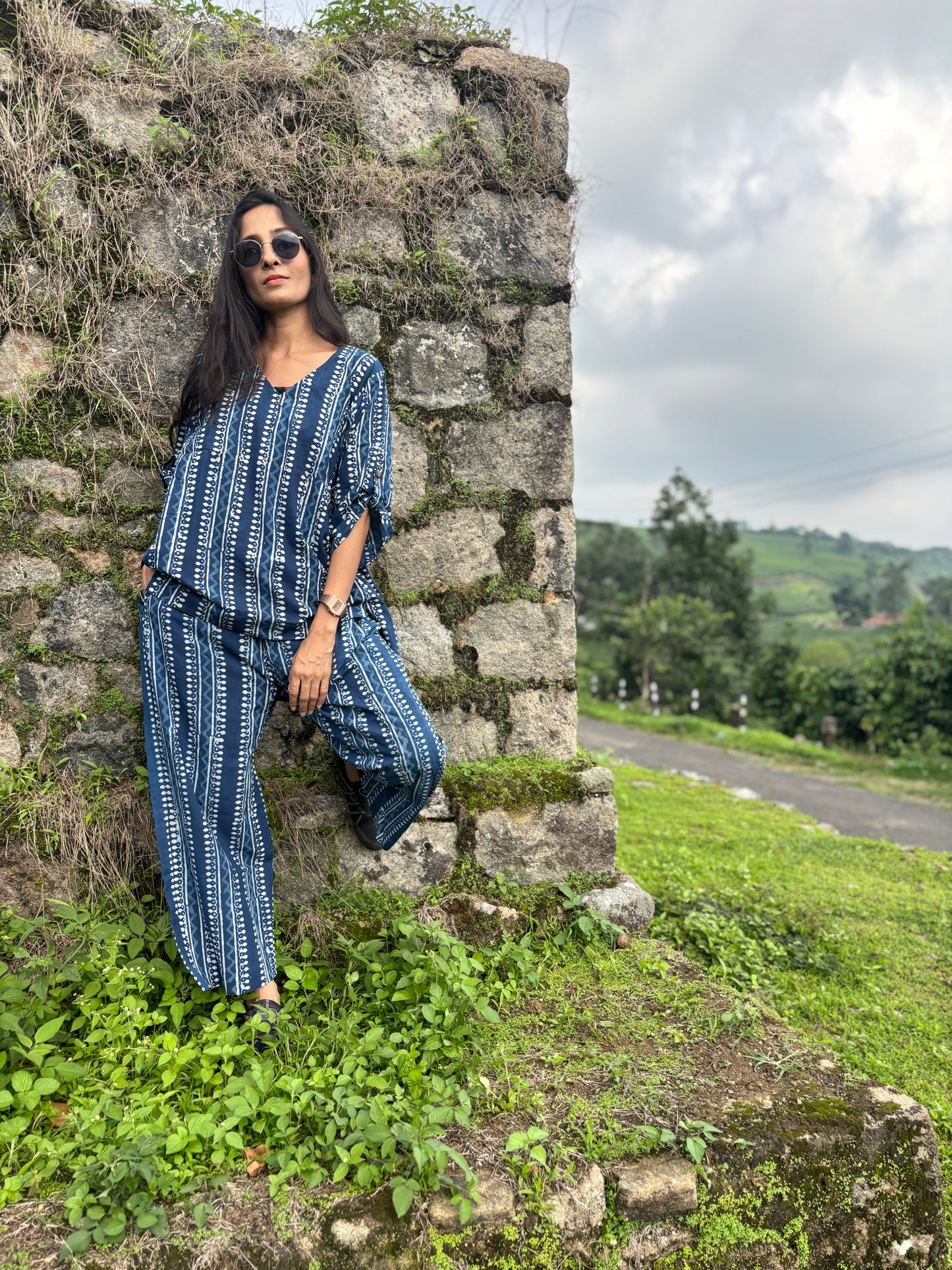 Luxury Short Coord Set - Indigo Dyed Cotton