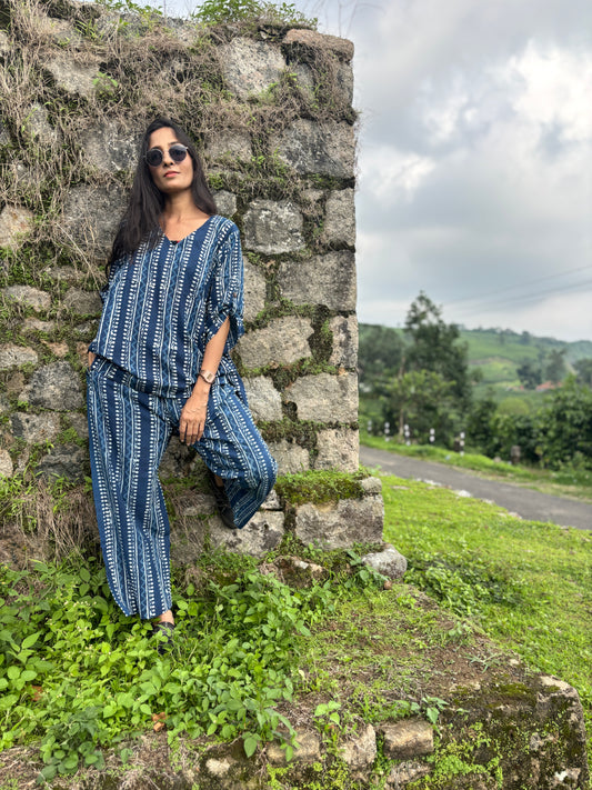 Luxury Short Coord Set - Indigo Dyed Cotton