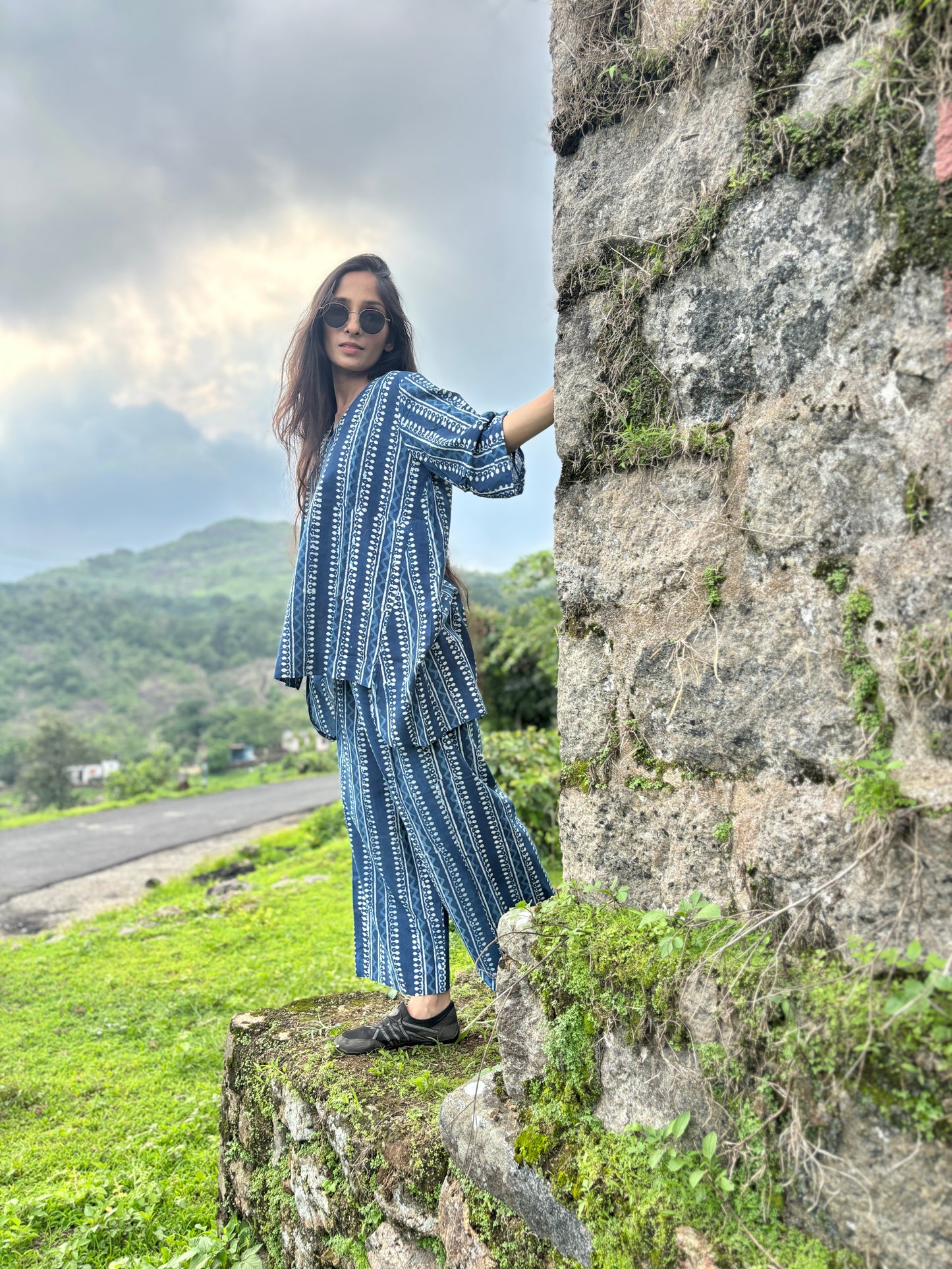 Luxury Short Coord Set - Indigo Dyed Cotton