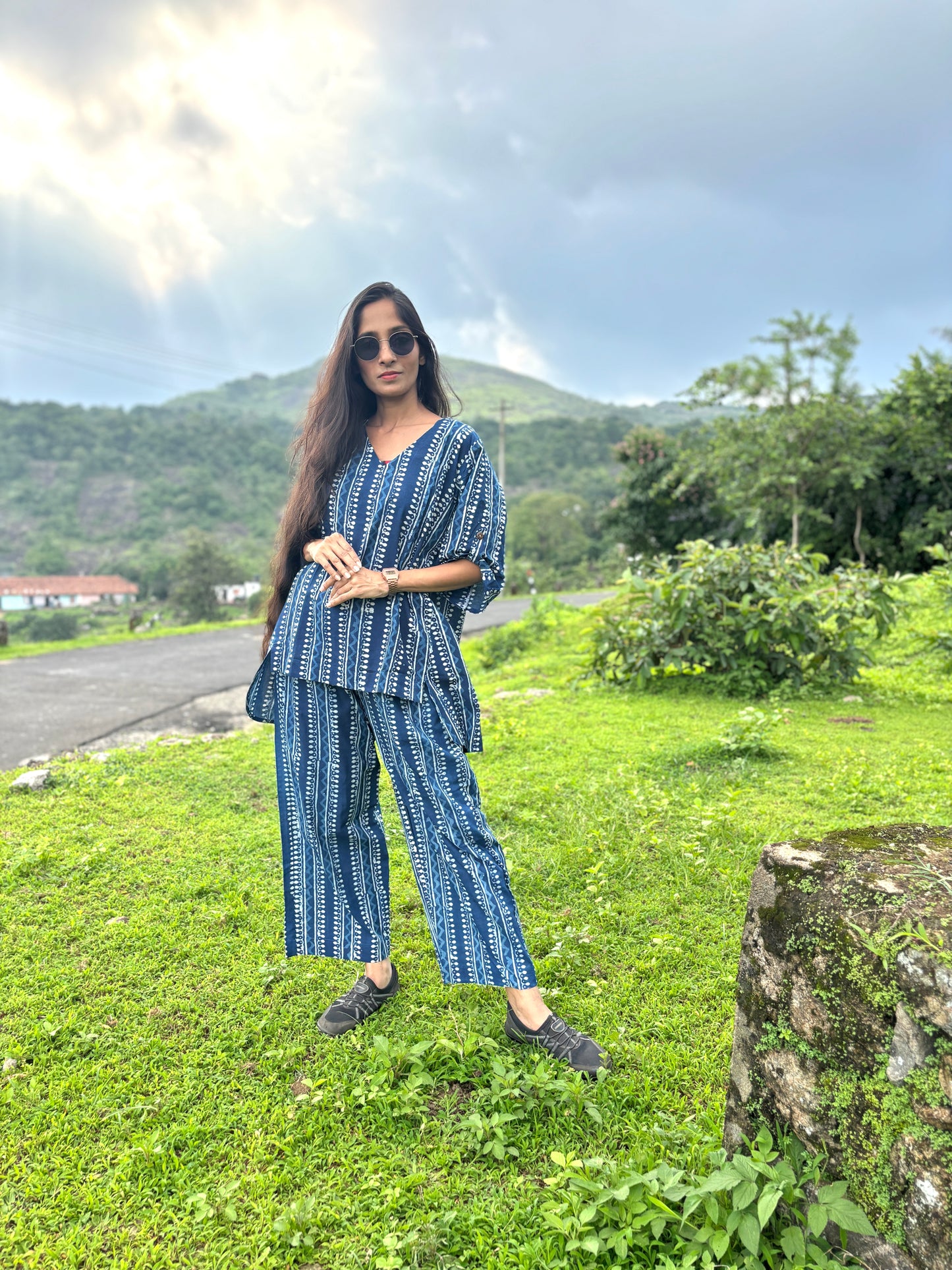 Luxury Short Coord Set - Indigo Dyed Cotton
