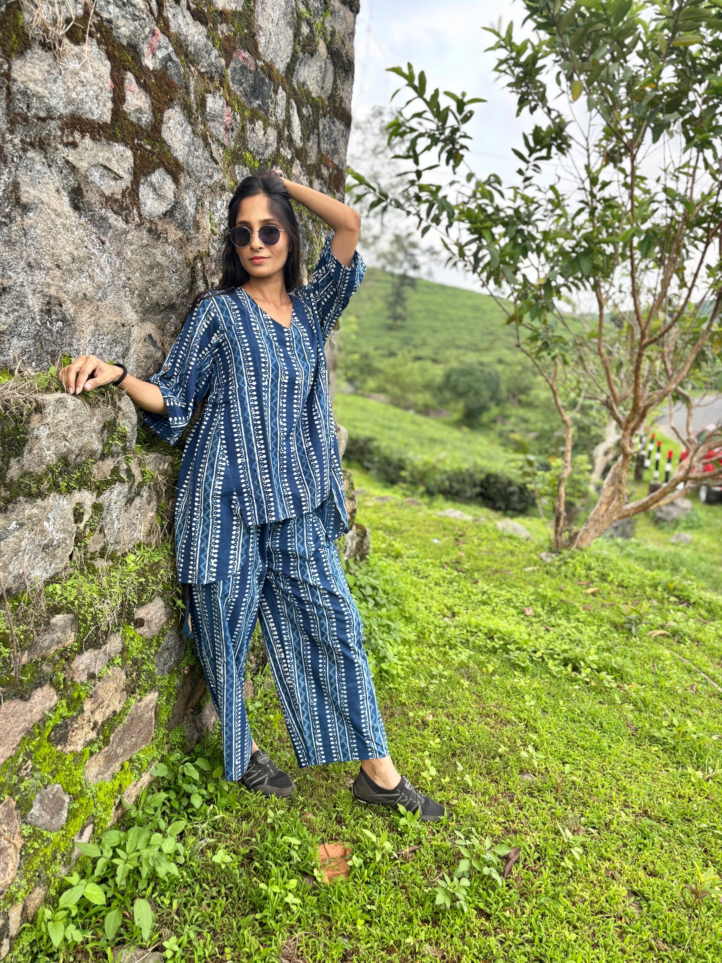 Luxury Short Coord Set - Indigo Dyed Cotton