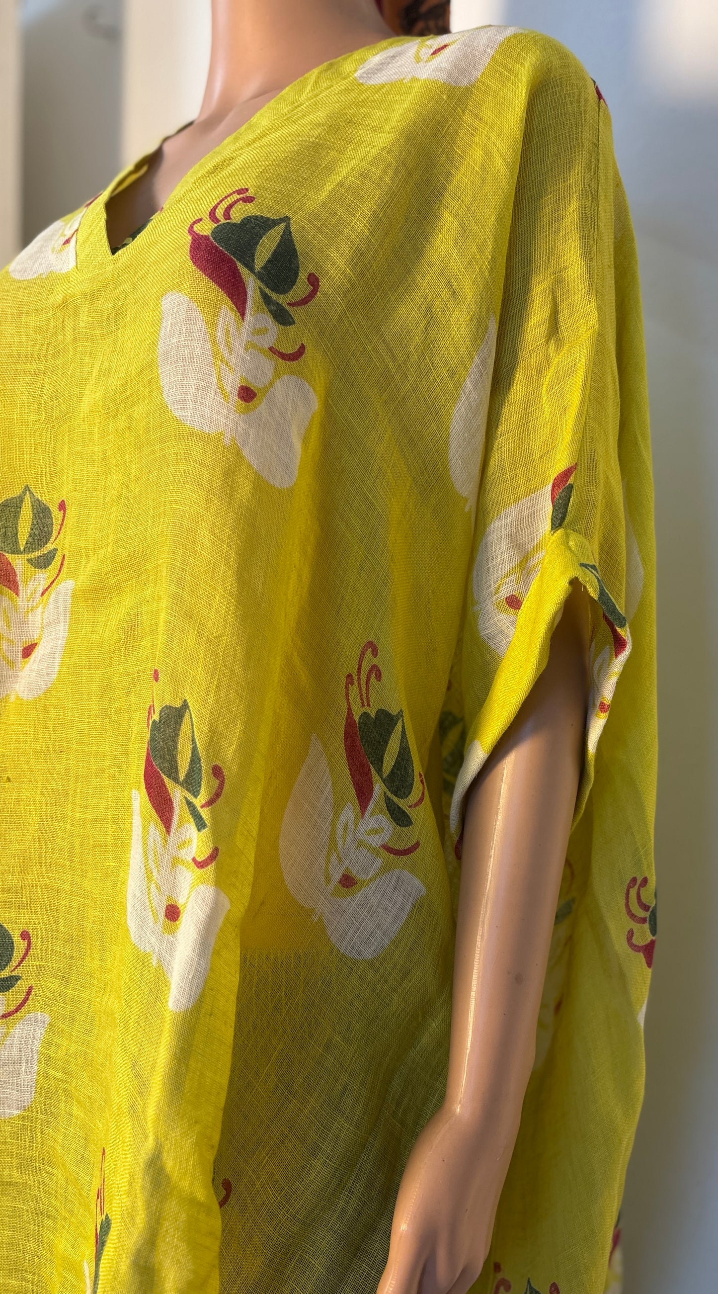 Anokha Linen Natural Print Caftan Dress