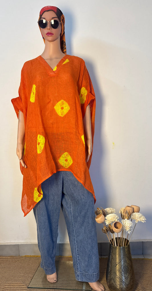 Anokha Linen Tie Dyed Caftan Dress