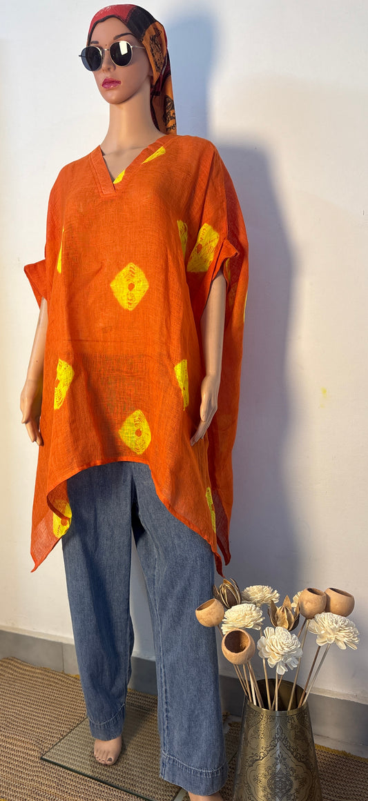 Anokha Linen Tie Dyed Caftan Dress