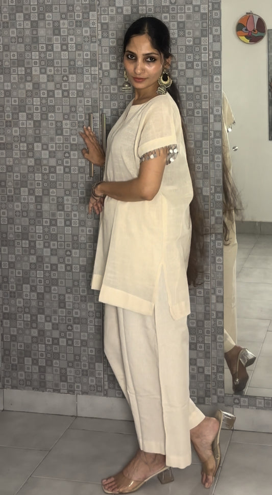 Luxury Coin Detailed Caftan  Tunic Coord (Medium Length)