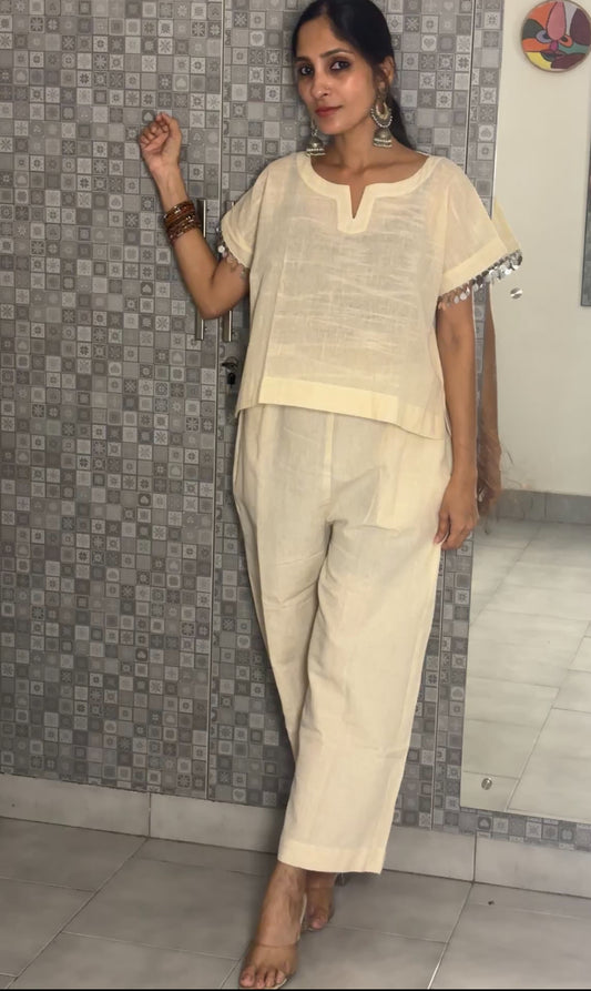 Luxury Coin Detailed Caftan Crop Coord