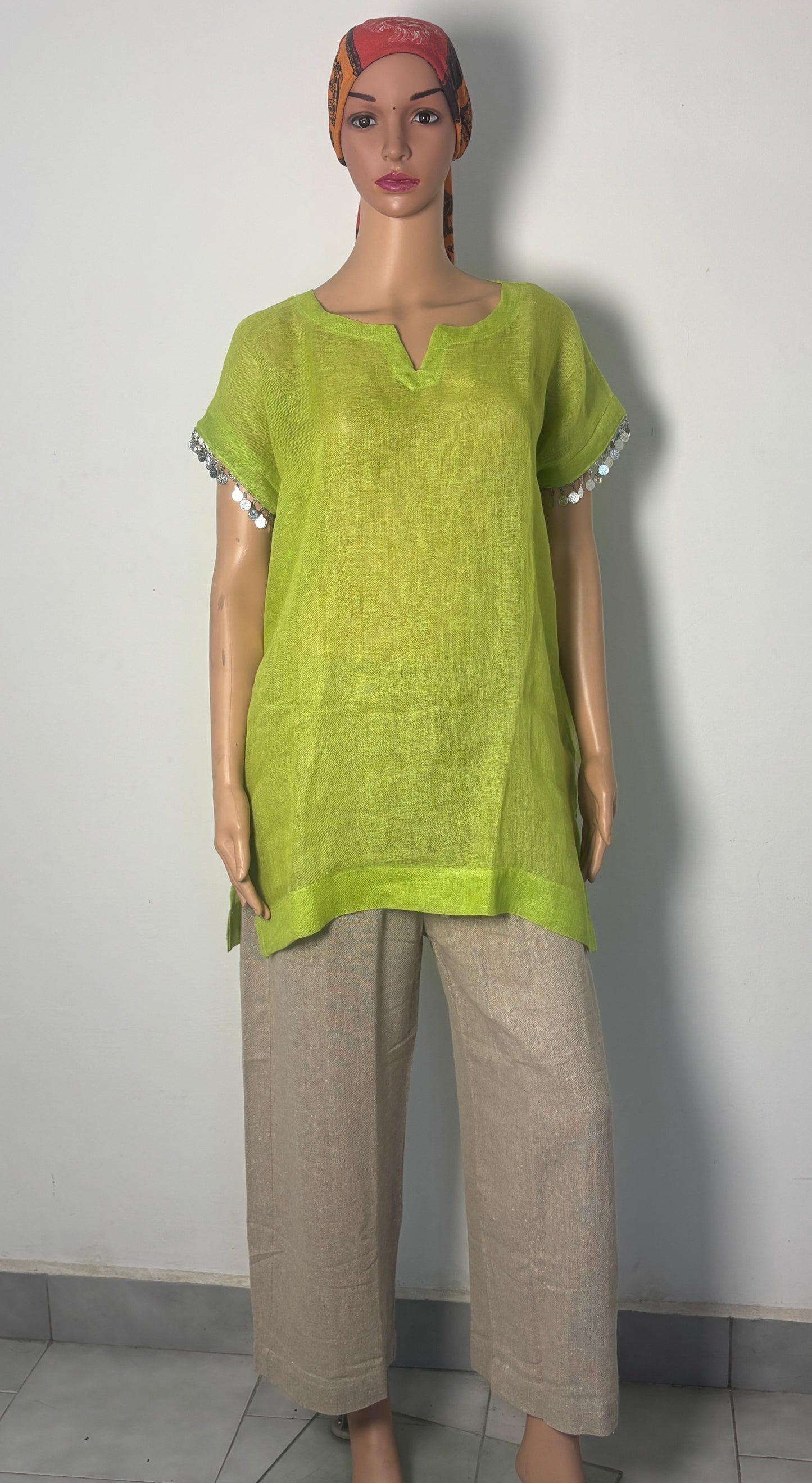 Luxury Medium Length Coin Detailed Tunic with Bottom