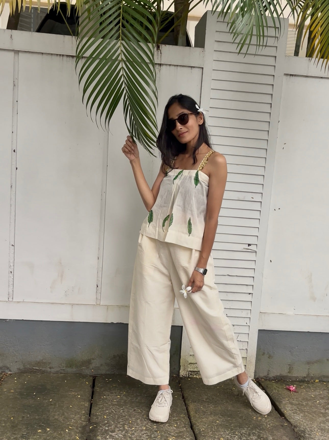 Anokha Strappy Ethnic Croptop - Leaf Motif Handloom Cotton