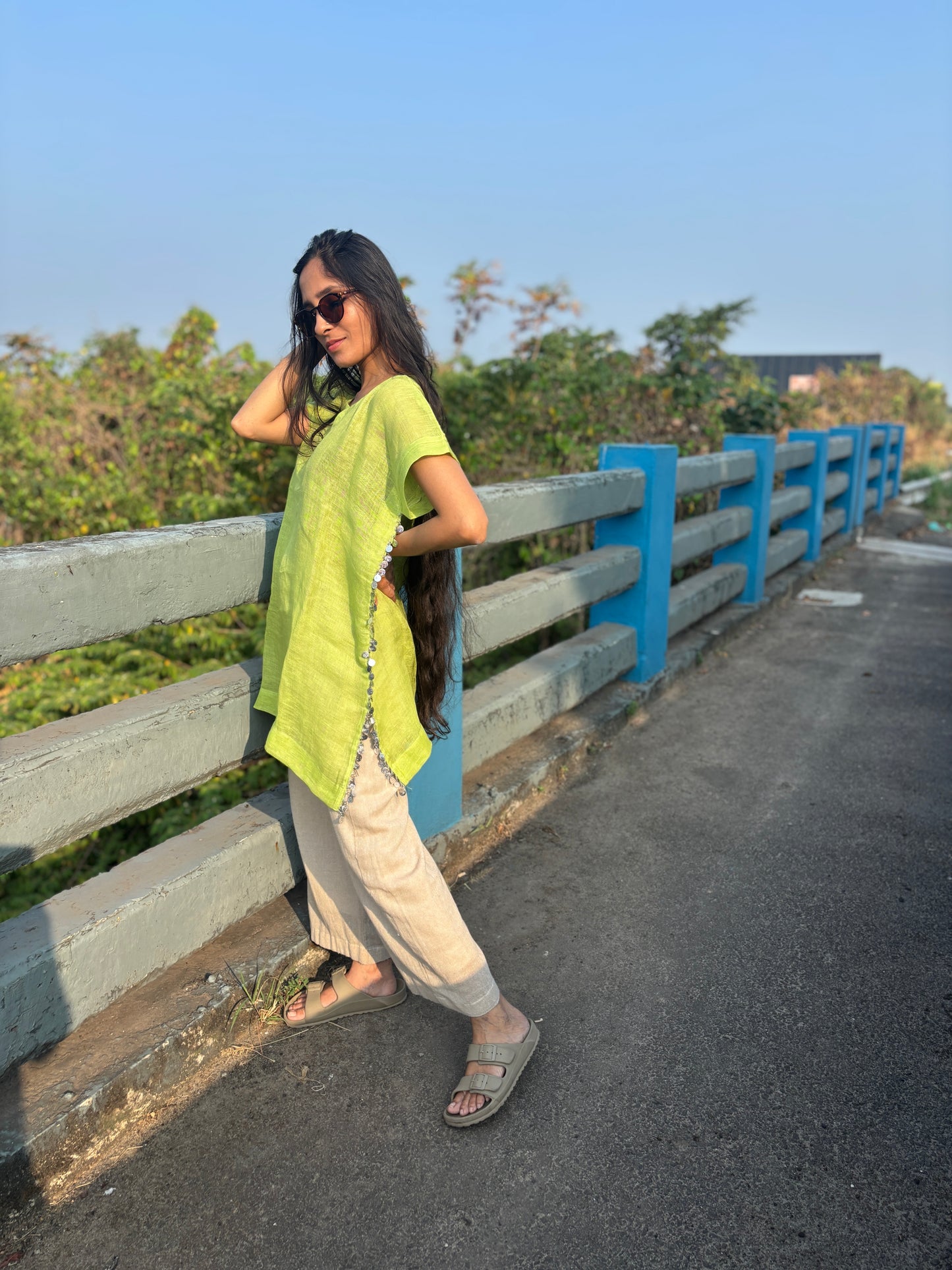 Luxury Medium Length Coin Detailed Tunic with Bottom