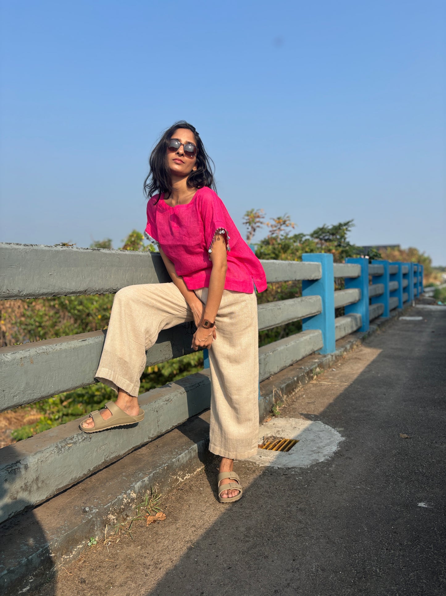 Luxury  Coin Detailed Caftan Croptop & Jute Bottom Combo