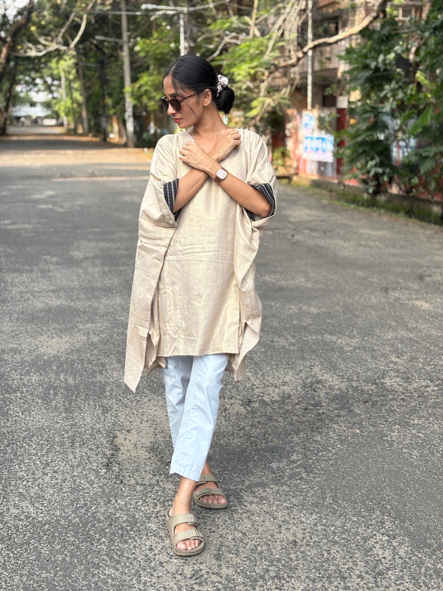Anokha Shimmer Jute Caftan Dress with Designer Cuff