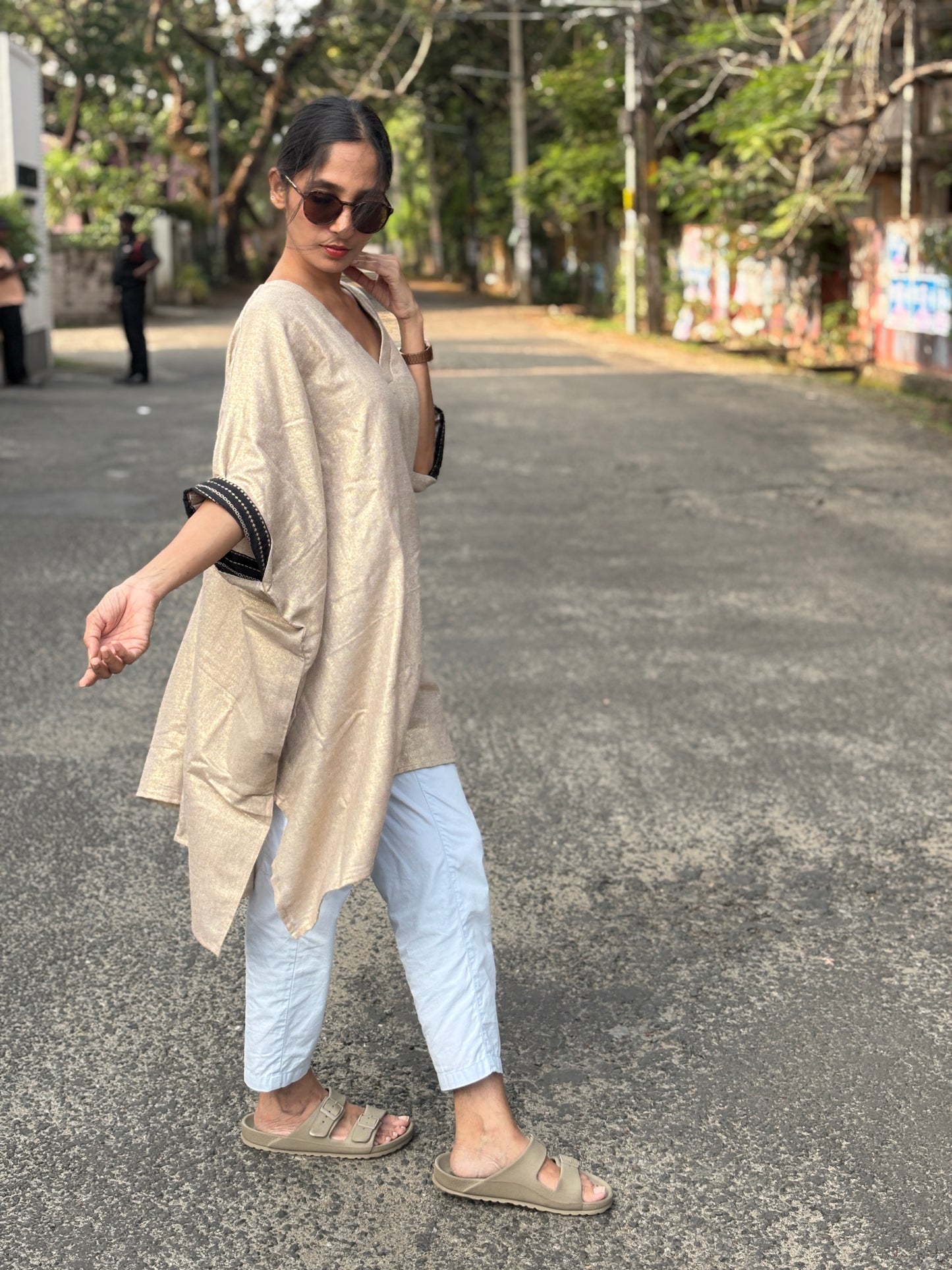 Anokha Shimmer Jute Caftan Dress with Designer Cuff