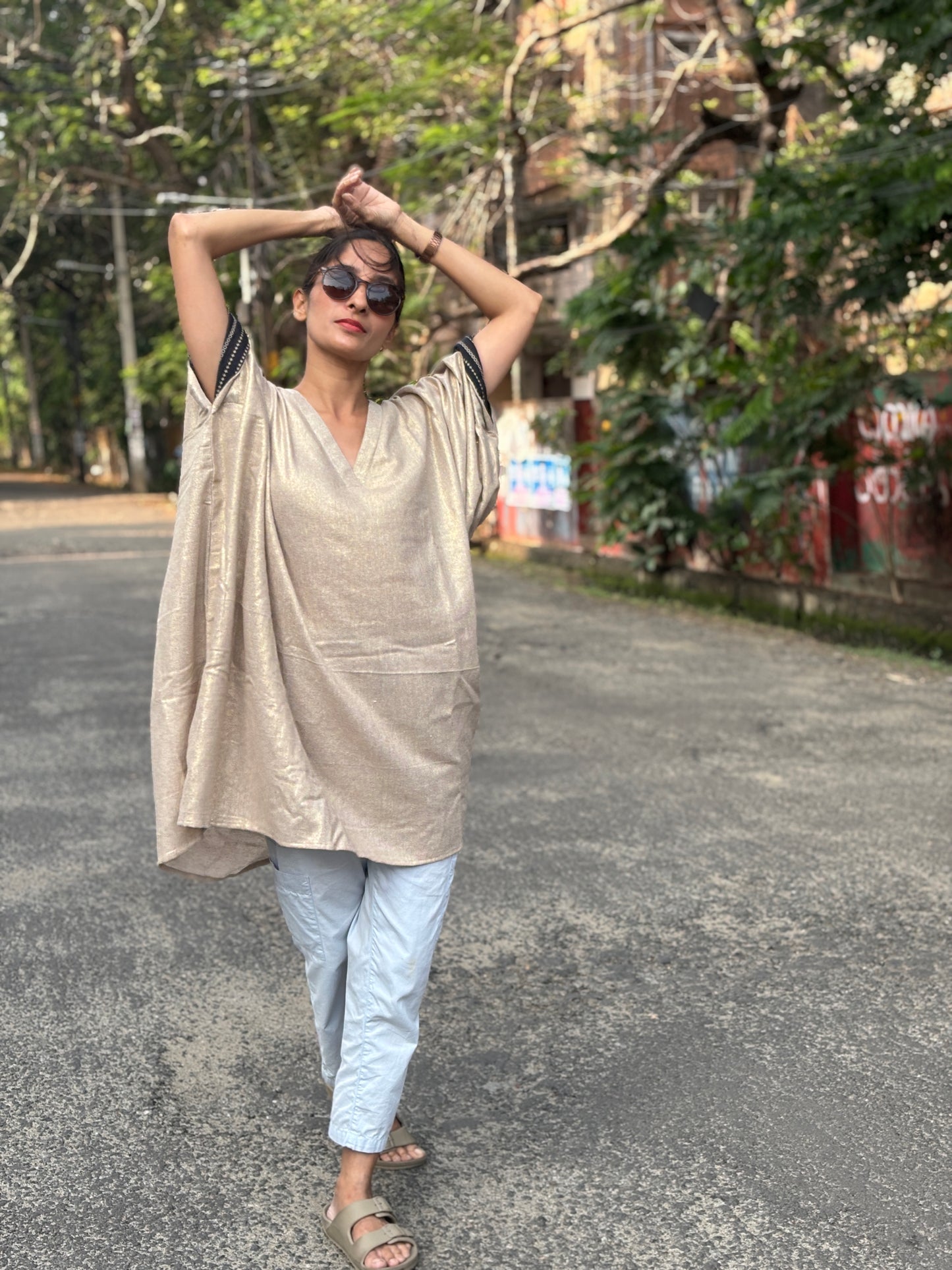 Anokha Shimmer Jute Caftan Dress with Designer Cuff